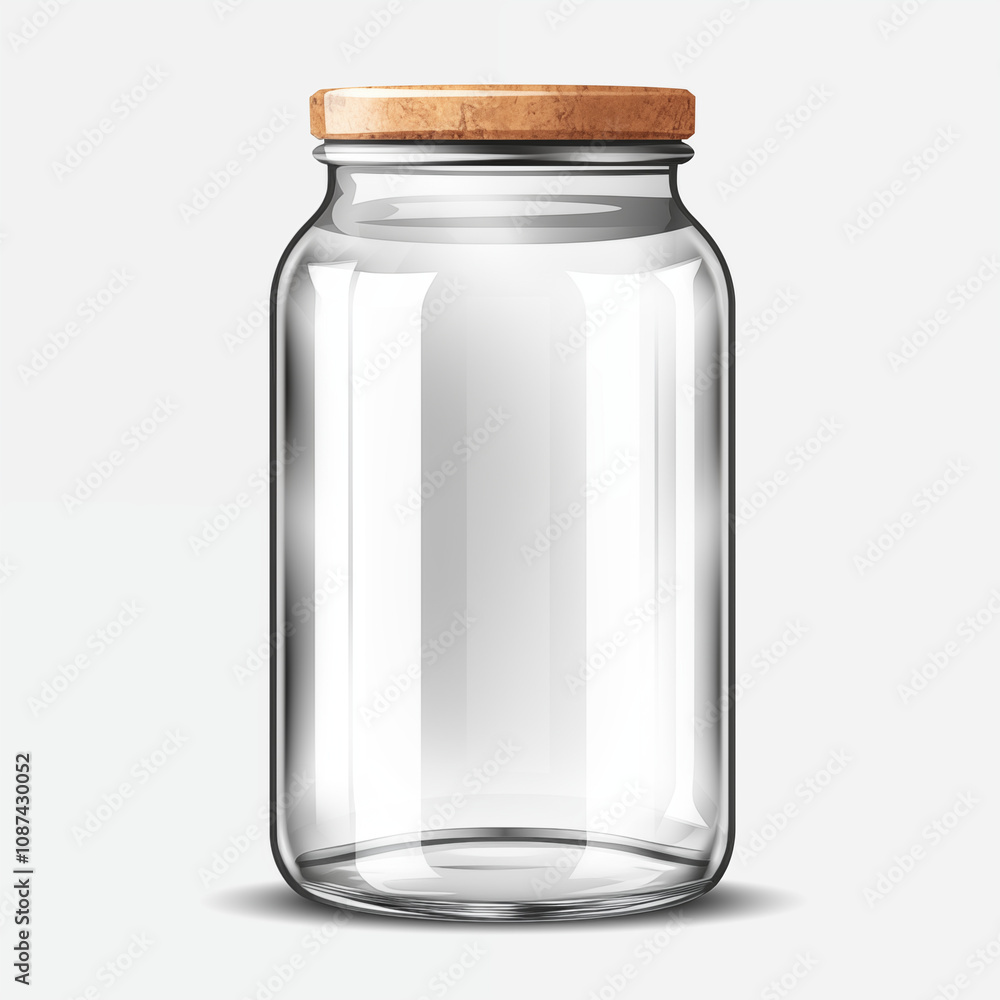Empty Glass Jar with Cork Lid Mockup for Food Preserves or Packaging Design Empty Glass Jar with Cork Lid Mockup for Food Preserves or Packaging Design