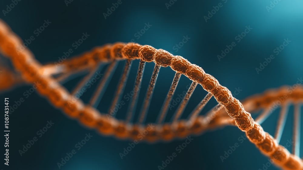 Digital DNA Strand Visualization with Futuristic Elements Digital DNA Strand Visualization with Futuristic Elements