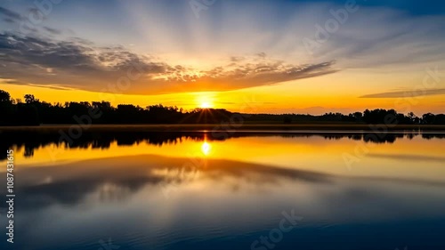 Wallpaper Mural Golden Sunrise over Serene Lake Torontodigital.ca