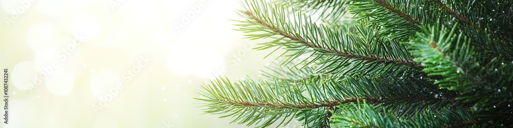 Pine branches with festive bokeh lights Pine branches with festive bokeh lights