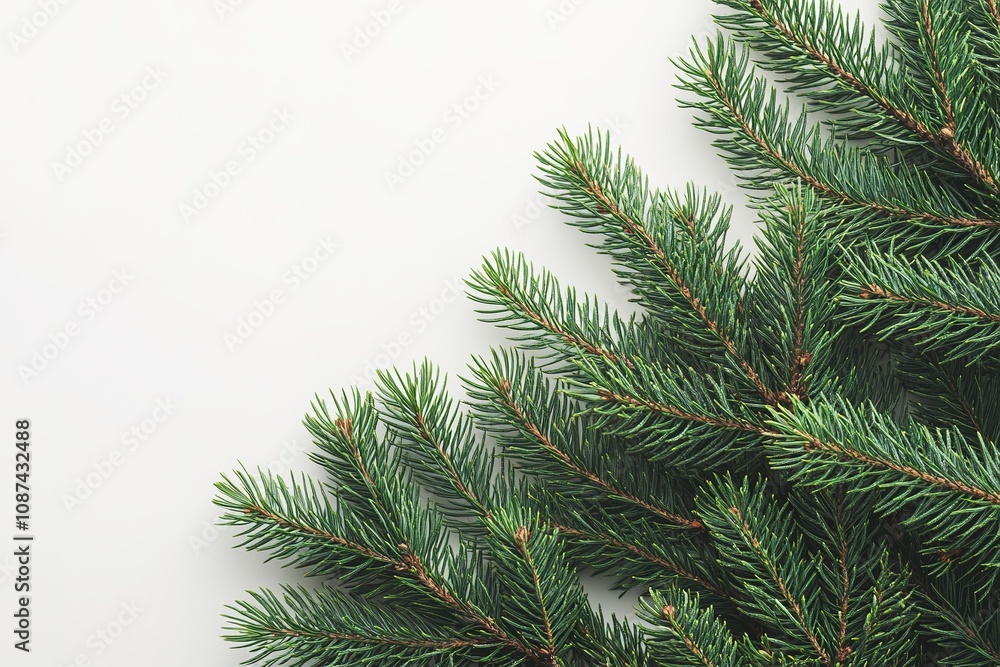 Pine branches on a neutral background for holiday decor Pine branches on a neutral background for holiday decor