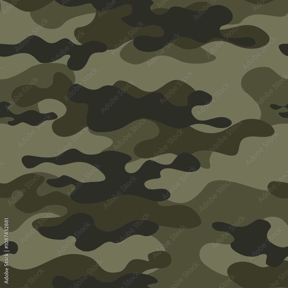 Naklejka premium army camouflage seamless pattern, military uniform texture, classic print
