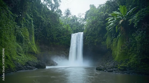 Breathtaking Tibumana Waterfall in Bali's Lush Landscape photo