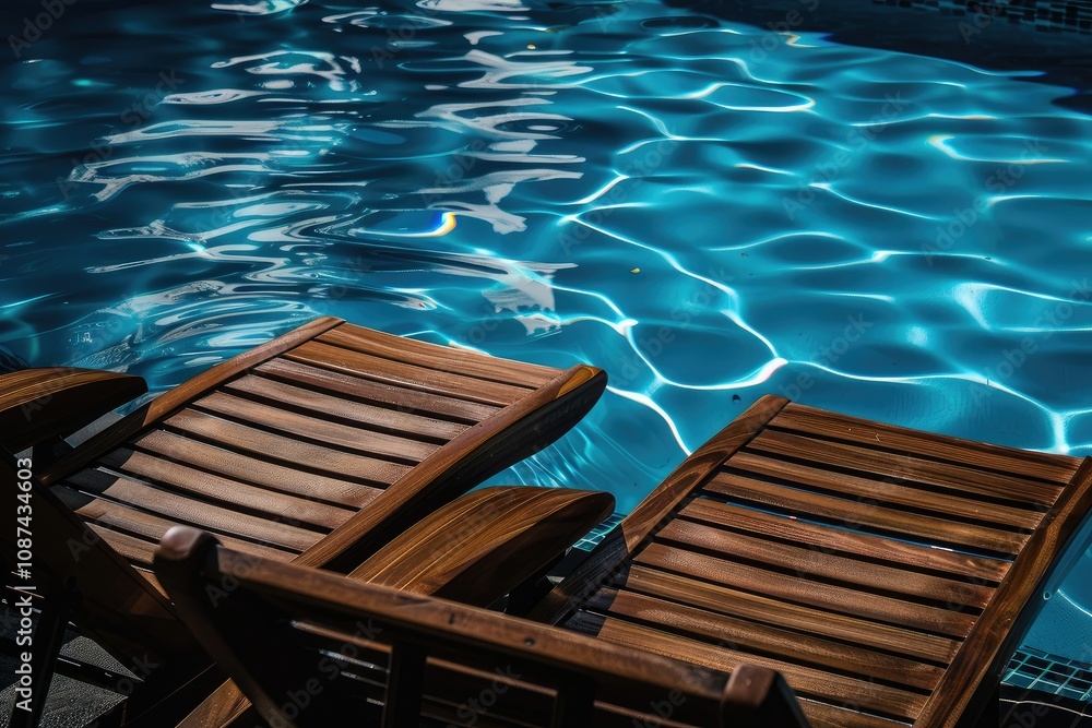 Obraz premium Relaxing poolside lounge chairs