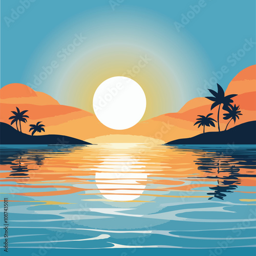 Sunset beach landscape