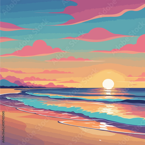 Sunset beach landscape