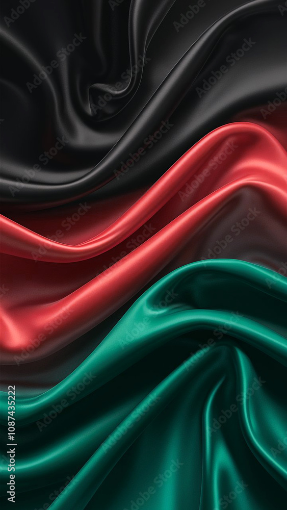 Stunning abstract composition with black red and green silky gradients flowing together in a dynamic and fluid arrangement that evokes unity strength and movement. Stunning abstract composition with black red and green silky gradients flowing together in a dynamic and fluid arrangement that evokes unity strength and movement.