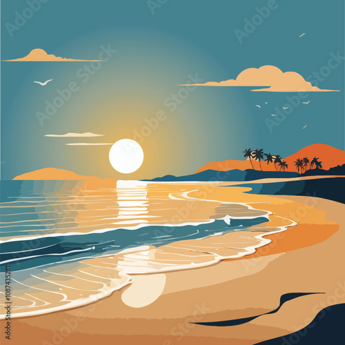 Sunset beach landscape