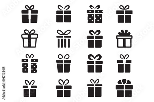 Christmas gift box vector silhouette illustration