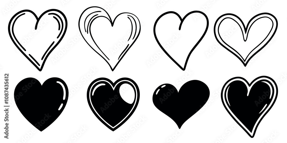 Heart icons, linear icons concept of love isolated on white background Heart icons, linear icons concept of love isolated on white background