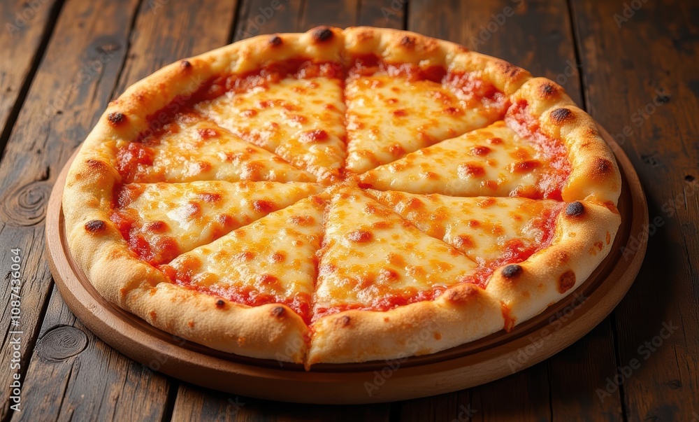 Delicious cheese pizza on wooden board Delicious cheese pizza on wooden board