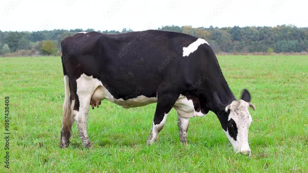 Cows graze in the pasture. Agriculture. Cattle breeding. Cows graze in the pasture. Agriculture. Cattle breeding.