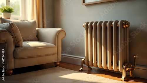 Wallpaper Mural A Serene Coziness: Capturing the Essence of a Stylish Warm Heating Radiator in a Comforting Indoor Space Torontodigital.ca