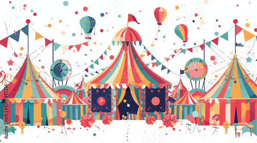 Vibrant Retro Circus Concept Illustration in Modern Colors