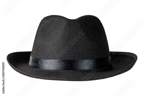 Black mafia felt hat with ribbon band photo