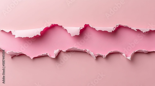 Pink Paper Ripped Horizontally Showing Background