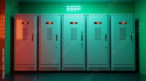 Modern Gym Locker Setup in Vibrant Colors