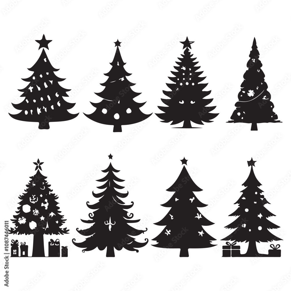 Obraz premium Christmas tree vector silhouette