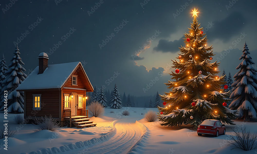 Fototapeta premium christmas tree in the night