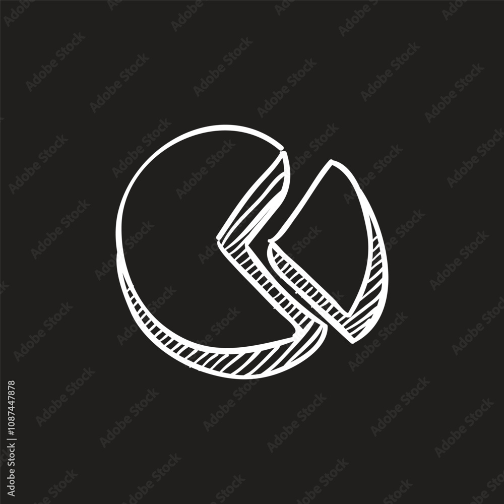 white chalk style pie chart icon illustration white chalk style pie chart icon illustration
