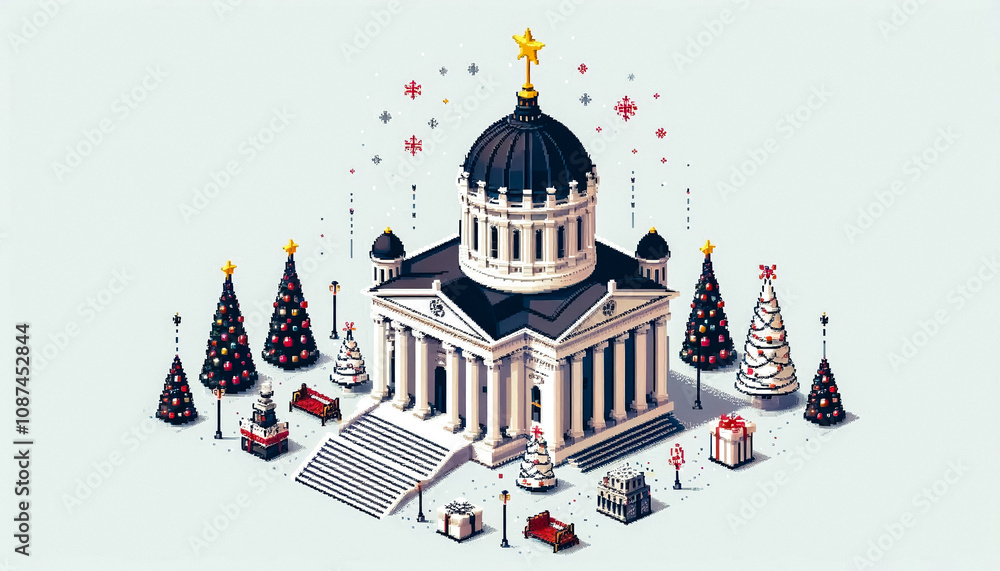 Illustration against light background with space for text, pixel art style Illustration against light background with space for text, pixel art style