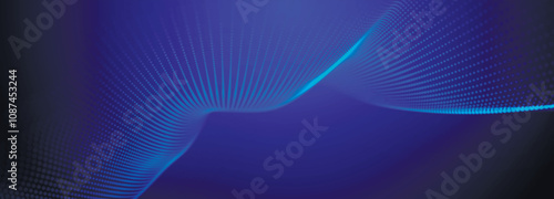 Dynamic wave of glowing points. Futuristic dot wave. Network connection structure. Futuristic background for presentation design. Technology or science banner. 3d Widescreen. Vector illustration
