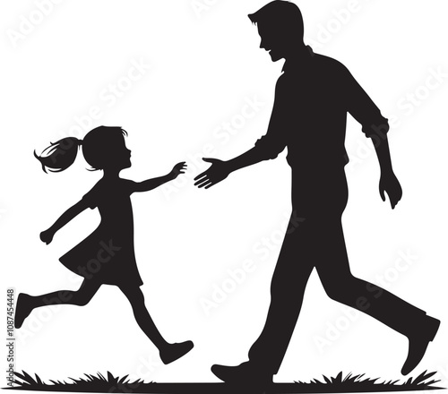 A girl tries to hold her father's hand vector image