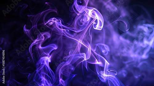 Neon purple smoke swirling against a black backdrop