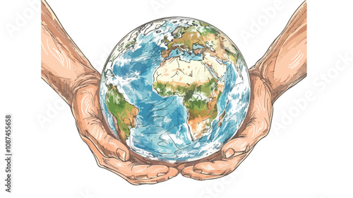 Close Up Human Hands Holding Earth Planet