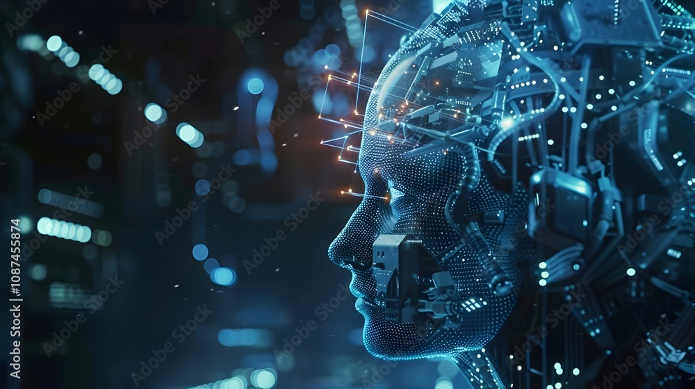 Artificial intelligence (AI) concept featuring machine deep learning and data mining. The image captures modern computer technologies in action, showcasing advanced algorithms and data processing capa Artificial intelligence (AI) concept featuring machine deep learning and data mining. The image captures modern computer technologies in action, showcasing advanced algorithms and data processing capa