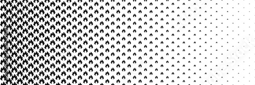 horizontal halftone of black fire design for pattern and background.
