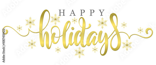 Happy holidays lettering script calligraphy vector eps