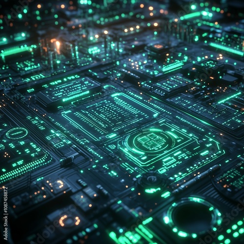 Close-up of an electronic circuit board with components and connections