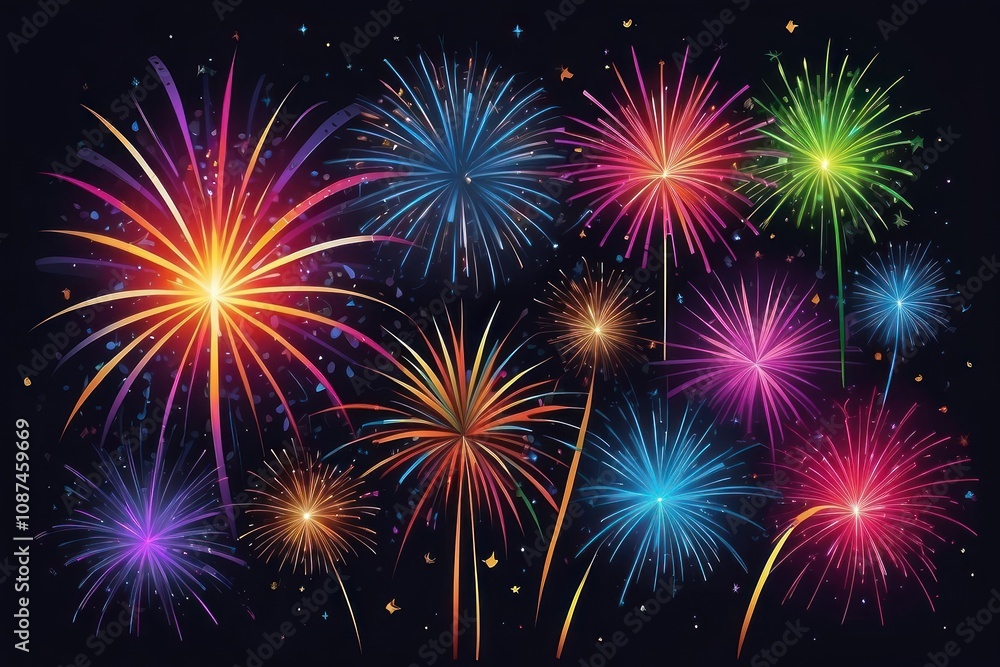 Fototapeta premium 2025 New Year Celebration - Champagne And Clock For Countdown - Toast Cheering With Abstract Defocused Background