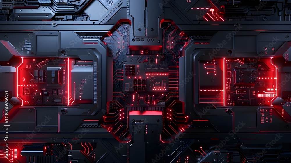 An HD capture of an abstract tech innovation background featuring a metallic red and black frame layout, highlighted by futuristic design patterns. An HD capture of an abstract tech innovation background featuring a metallic red and black frame layout, highlighted by futuristic design patterns.