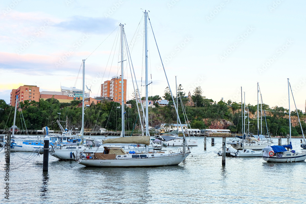 Boats on Brisbane river, Queensland, Australia Boats on Brisbane river, Queensland, Australia