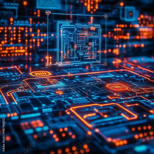 Close-up of an electronic circuit board with components and connections