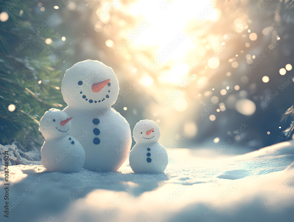 Joyful Snowman Family in a Winter Wonderland Joyful Snowman Family in a Winter Wonderland