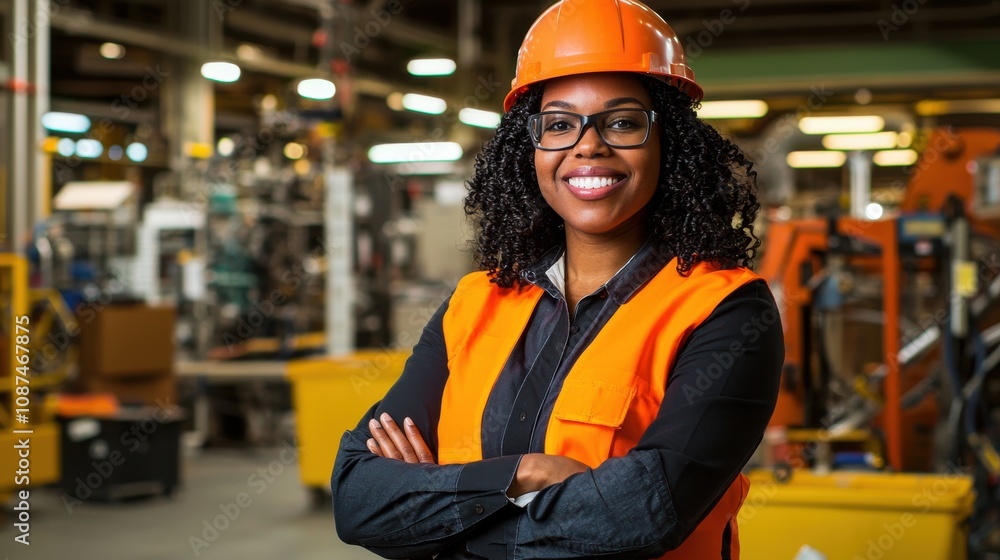 Confident Woman Engineer in Factory Environment Confident Woman Engineer in Factory Environment