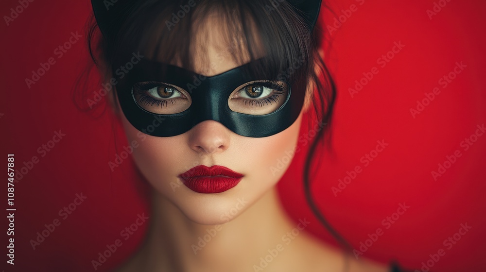 Mystical Elegance: Portrait of a Woman in Cat Mask Mystical Elegance: Portrait of a Woman in Cat Mask