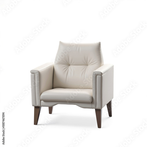 Modern armchair standing on white background