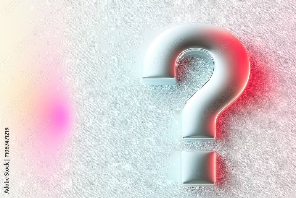 A shiny metallic question mark with a silver surface and a red gradient hue, conveying thoughts of mystery and resolve. A shiny metallic question mark with a silver surface and a red gradient hue, conveying thoughts of mystery and resolve.