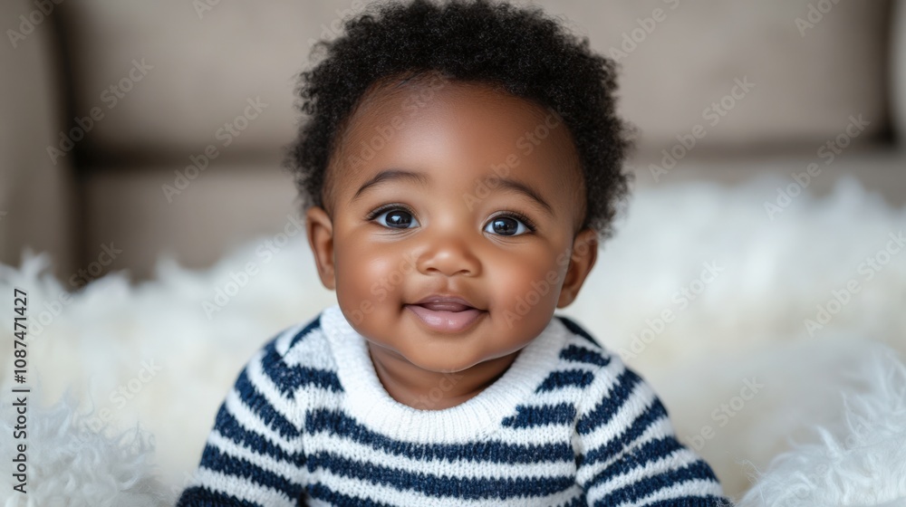 Adorable Baby Boy Smiling on Soft White Blanket Adorable Baby Boy Smiling on Soft White Blanket