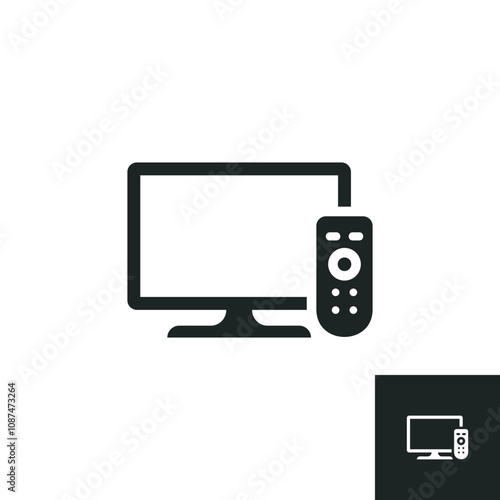 TV with remote control icon isolated on white background.  Vector illustrations are made with vector-based software, not AI generated results.