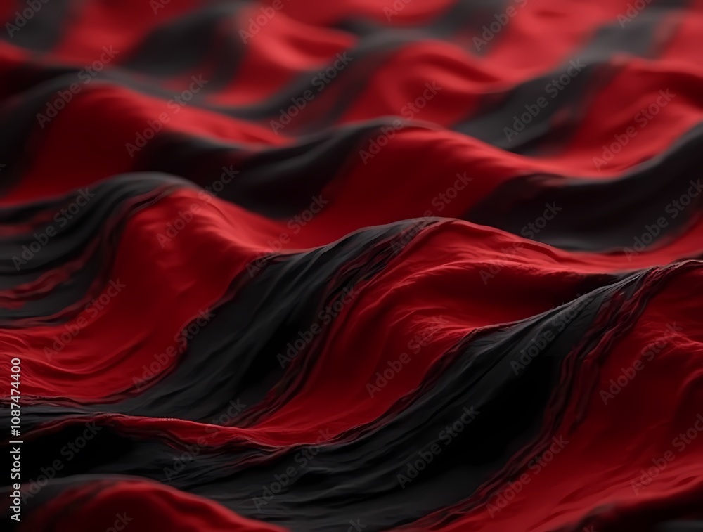 Abstract background of black and red silk fabric Abstract background of black and red silk fabric