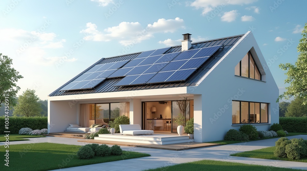 Futuristic Smart Home With Solar Panels for Renewable Energy Solutions Futuristic Smart Home With Solar Panels for Renewable Energy Solutions