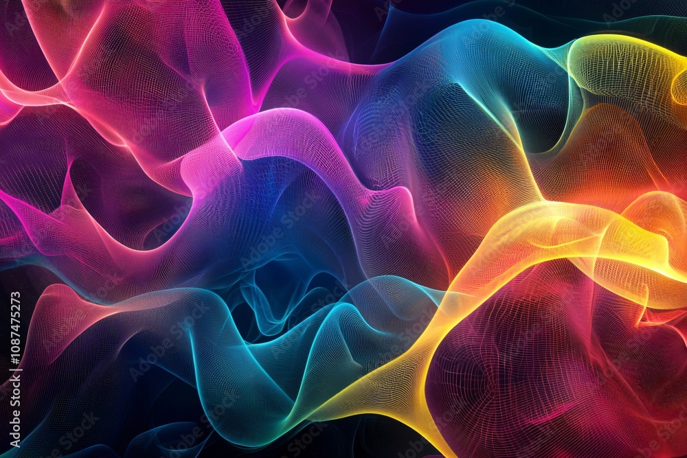 Fototapeta premium Colorful Waves of Light: A Vibrant Abstract Design