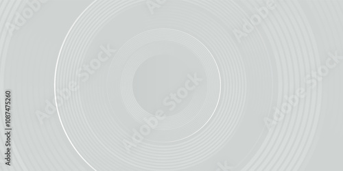 White geometric abstract background overlapping layers on bright space with line effect decoration. Circle style concept