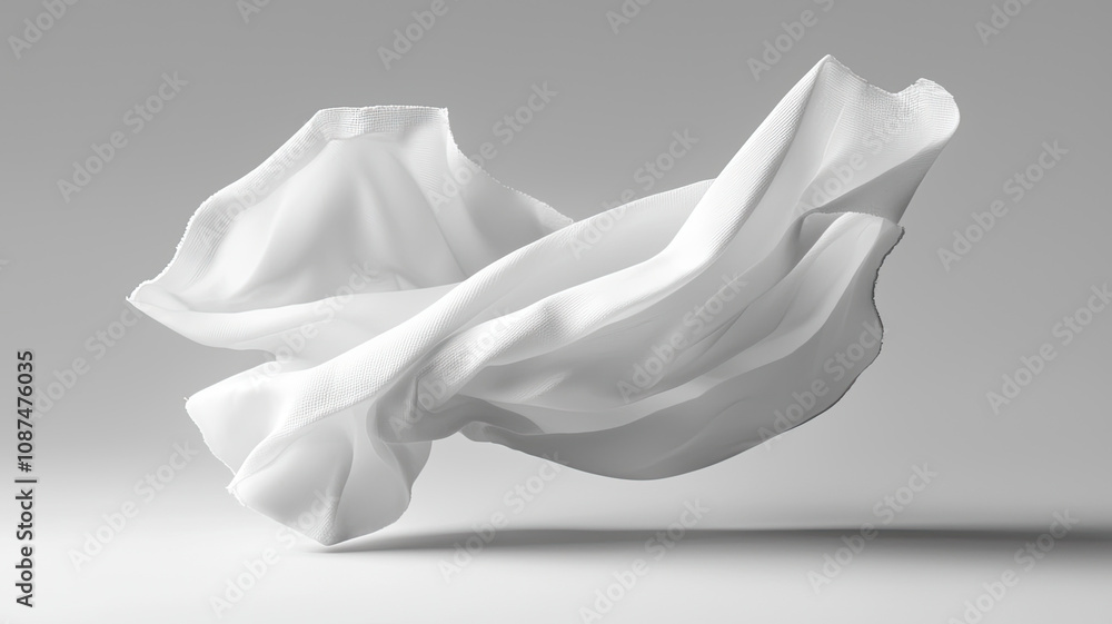 Floating white fabric creates serene and elegant atmosphere Floating white fabric creates serene and elegant atmosphere