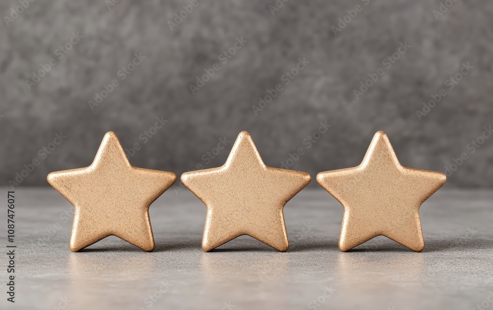 Three bronze stars arranged on a simple gray background for rating and recognition. Three bronze stars arranged on a simple gray background for rating and recognition.
